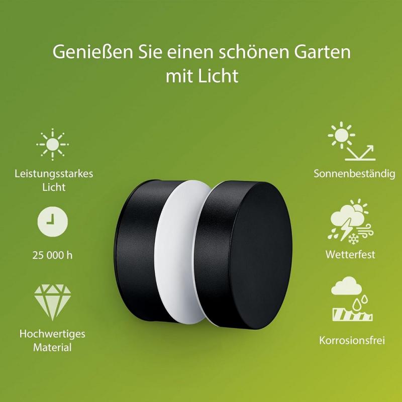Philips Wandleuchte Laven in Schwarz 6W, 2700 Kelvin warmweißes Licht, IP44