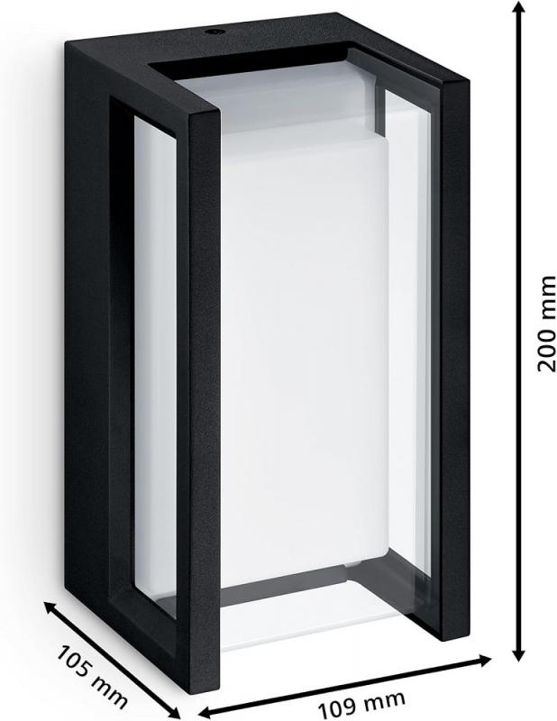 Philips Outdoor Pyrona Wandleuchte 12W, 2700 Kelvin warmweißes Licht, IP44, schwarz