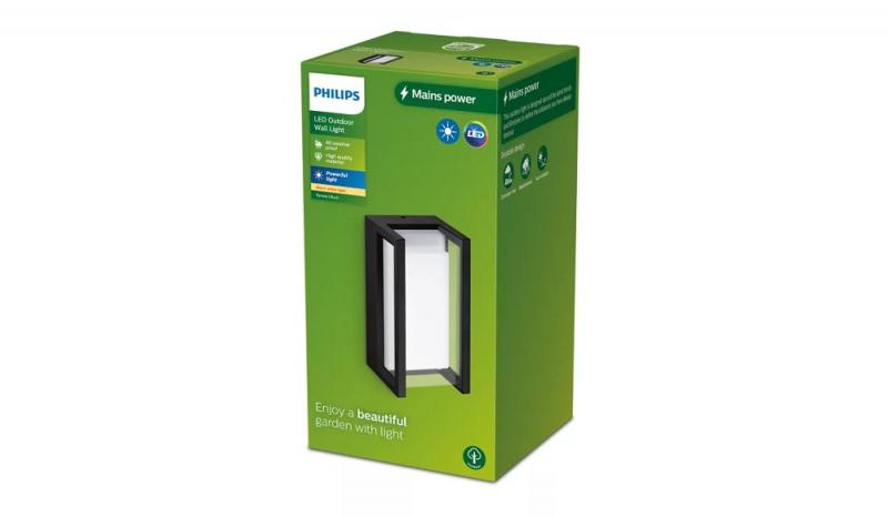 Philips Outdoor Pyrona Wandleuchte 12W, 2700 Kelvin warmweißes Licht, IP44, schwarz