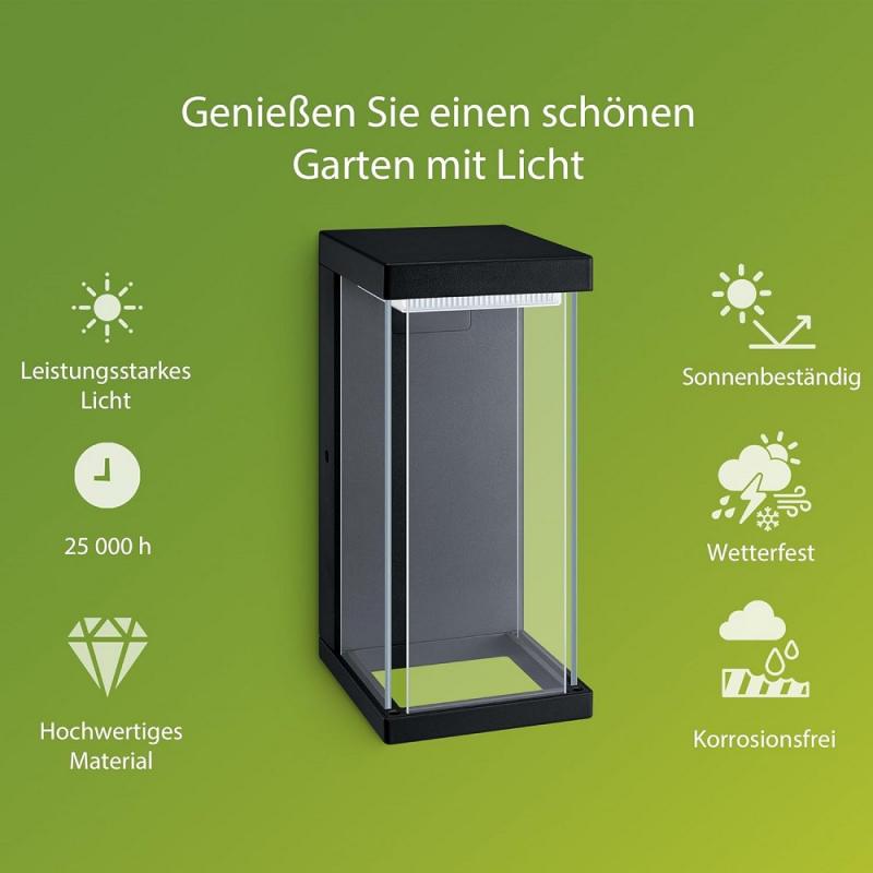 Philips Outdoor Wandleuchte Kyrie schwarz 12W, 2700 Kelvin warmweißes Licht, IP44
