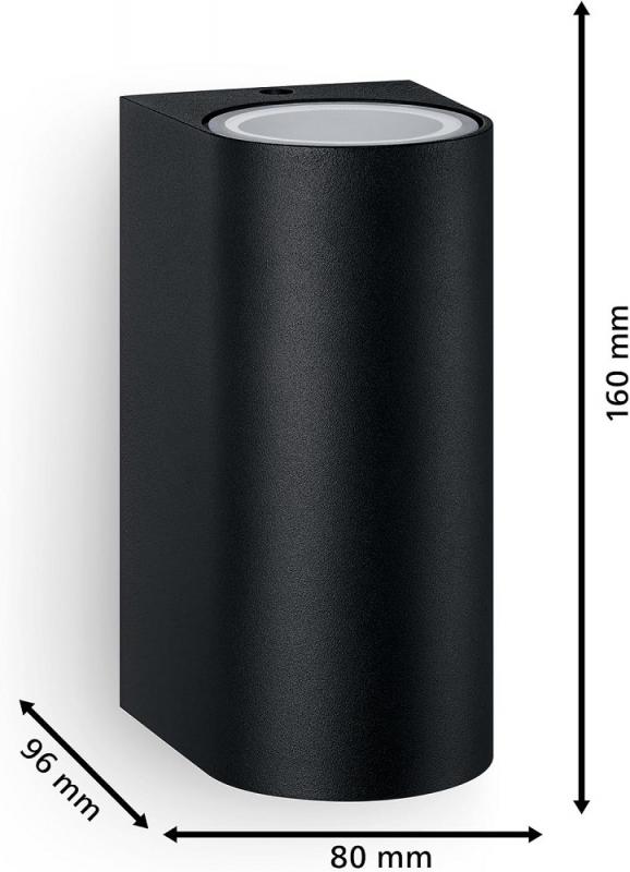 Philips Wandleuchte Nightingale in Schwarz up/down mit 2 x GU10 Fassungen IP44