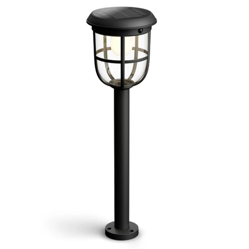 Philips ultraeffiziente Solar Erdspieß-Wegeleuchte Radii mit Sensor in Schwarz - warmweißes Licht, IP44 wetterfest