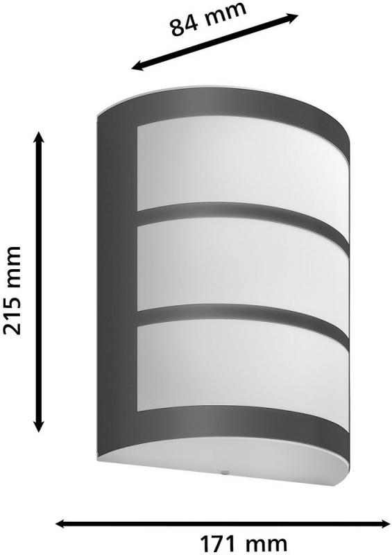 PHILIPS Outdoor Wandleuchte Ultra-Efficient Python Antharzit, 3,8W, 2700 Kelvin, IP44