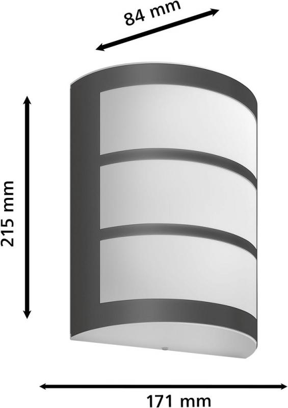 Philips Wandleuchte Python mit Bewegungssensor Ultra-Efficient in Antharzit IP44 - mit warmweißem Licht