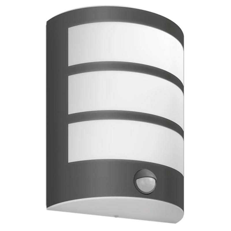 Philips Wandleuchte Python mit Bewegungssensor Ultra-Efficient in Antharzit IP44 - mit warmweißem Licht