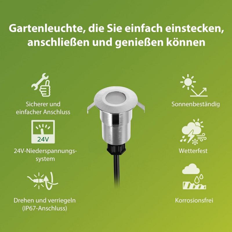 Philips 3er Set Einbauleuchten Outdoor Edelstahl mit warmweißem Licht - Niedervolt Spore Bodenspot Erweiterung