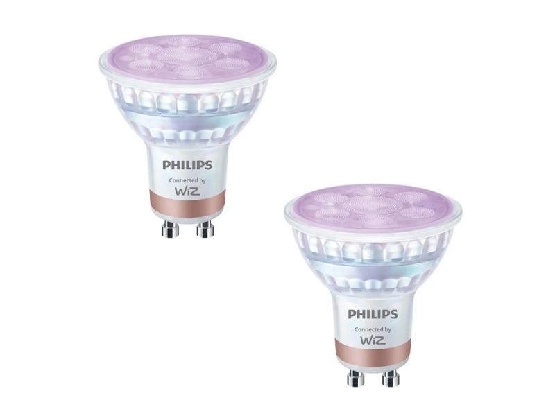 2er-Pack PHILIPS WiZ Smart LED GU10 RGB 4,7W wie 50W 345lm 2200–6500K Matter dimmbar