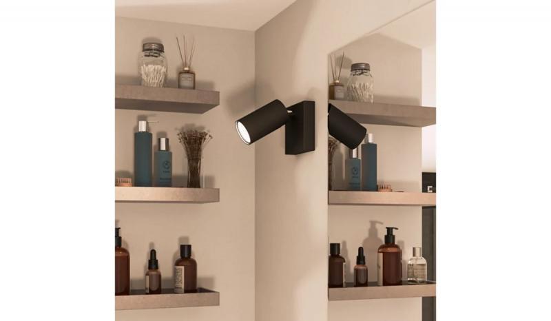 Philips 1er Idris Decken-/Wandspot in Schwarz IP44 - Badezimmer geeignet, dimmbar mit 1 x GU10 Fassung