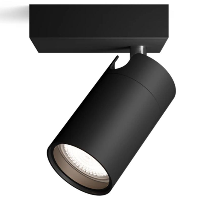 Philips 1er Idris Decken-/Wandspot in Schwarz IP44 - Badezimmer geeignet, dimmbar mit 1 x GU10 Fassung