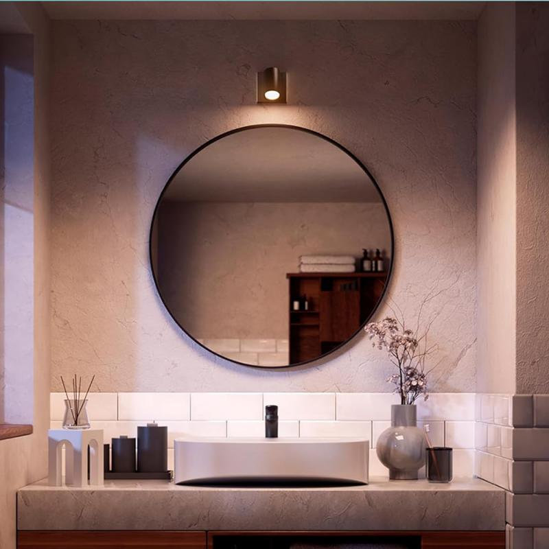 Philips 1er Idris Decken-/Wandspot in Schwarz IP44 - Badezimmer geeignet, dimmbar mit 1 x GU10 Fassung