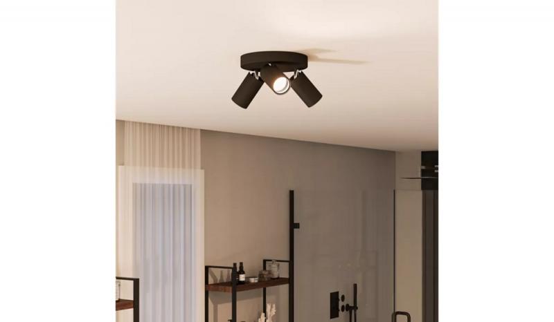 Philips 3er Deckenstrahler Idris in Schwarz IP44 - Badezimmer geeignet, dimmbar mit 3 x GU10 Fassung