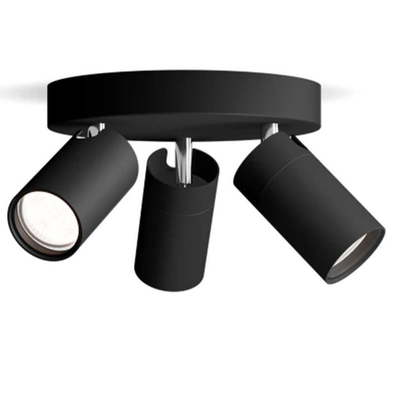 Philips 3er Deckenstrahler Idris in Schwarz IP44 - Badezimmer geeignet, dimmbar mit 3 x GU10 Fassung