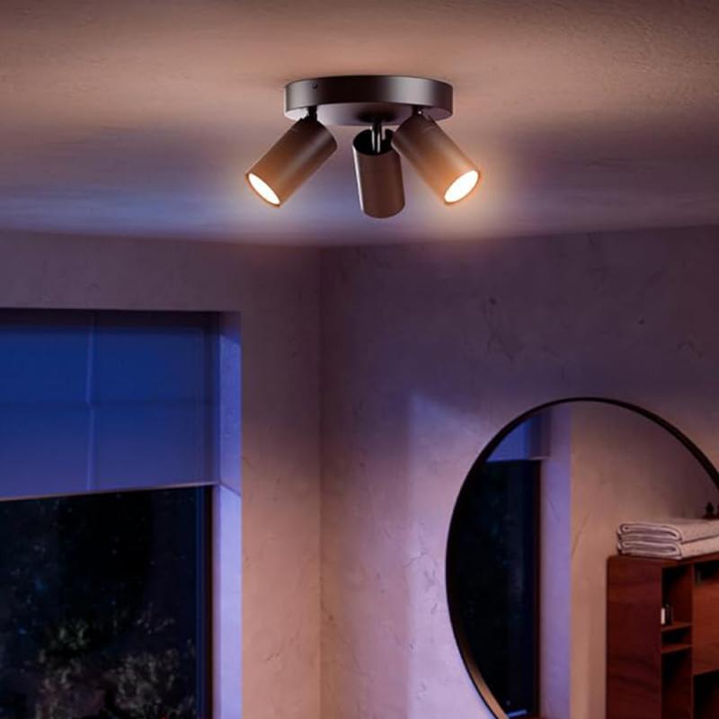 Philips 3er Deckenstrahler Idris in Schwarz IP44 - Badezimmer geeignet, dimmbar mit 3 x GU10 Fassung