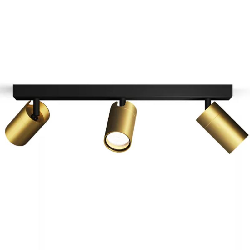 Philips 3er Idris Deckenstrahler in Schwarz/Gold IP44 - Badezimmer geeignet, dimmbar mit 3 x GU10 Fassung