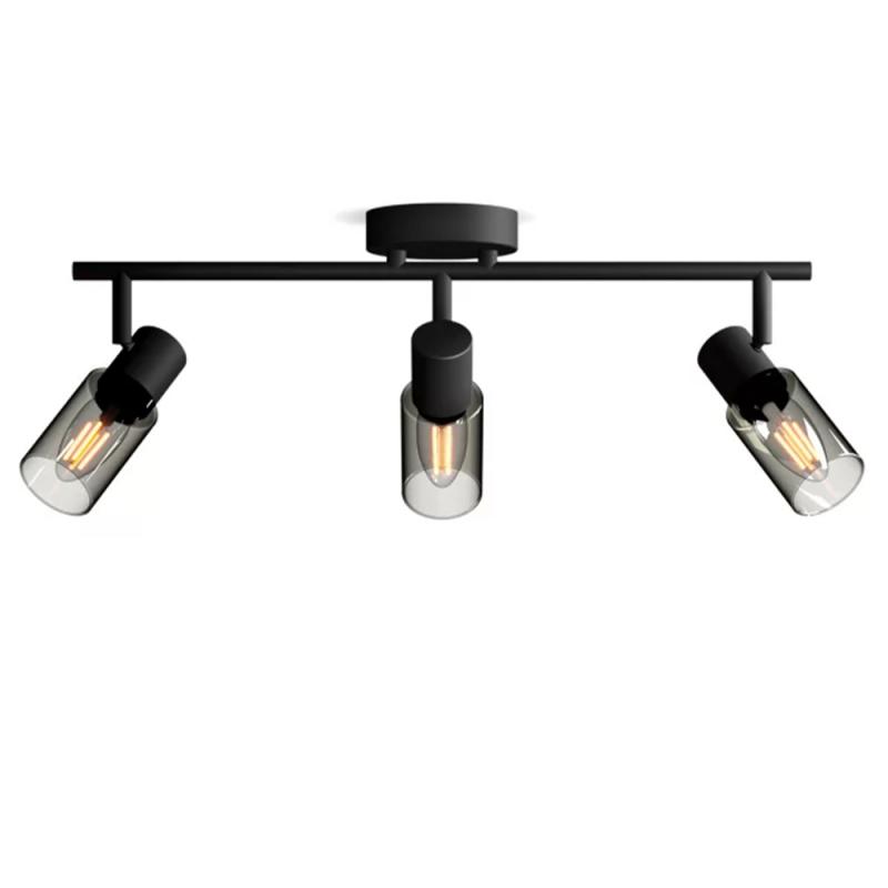 Philips 3er Palms Deckenstrahler in Schwarz IP20 - E14 Fassung - aus Glas und Metall