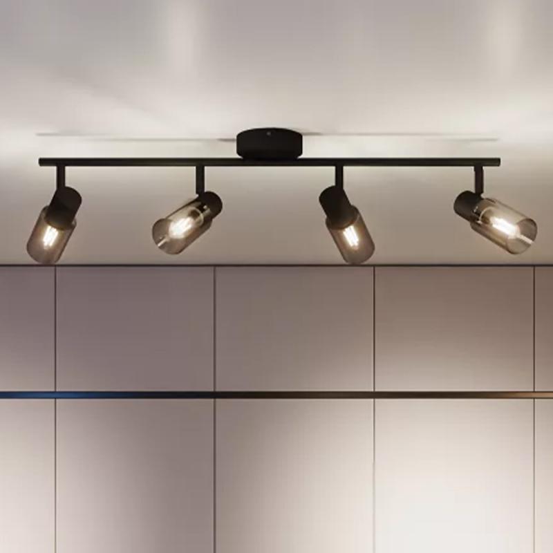 Philips 4er Palms Deckenstrahler in Schwarz IP20 - E14 Fassung - aus Glas und Metall