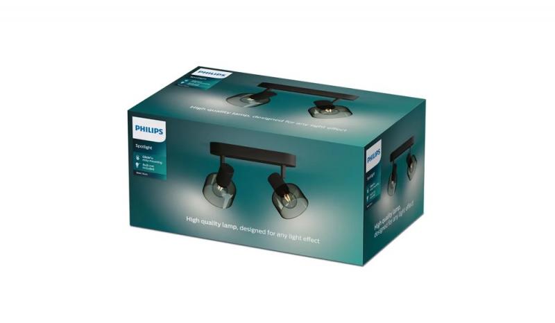 Philips 2er Sleet Decken-/Wandspot in Schwarz IP20 - E14 Fassung - aus Glas und Metall