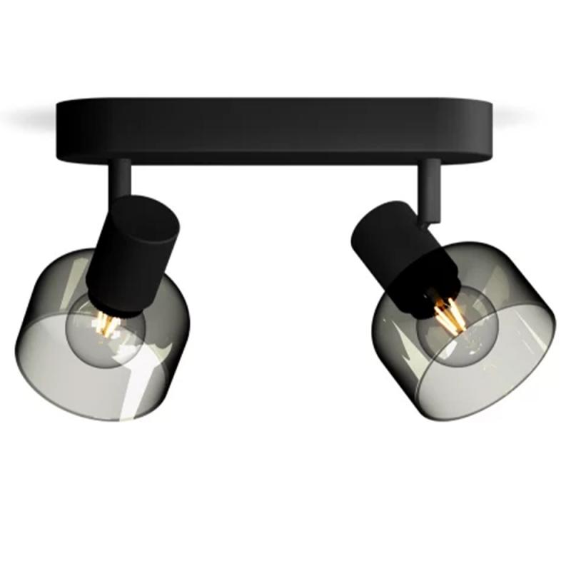 Philips 2er Sleet Decken-/Wandspot in Schwarz IP20 - E14 Fassung - aus Glas und Metall