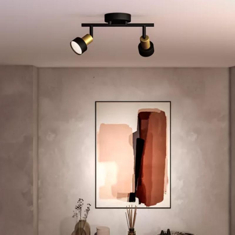 Philips 2er Conduit Decken-/Wandspot in Schwarz/Gold mit 1 x GU10 Fassung IP20