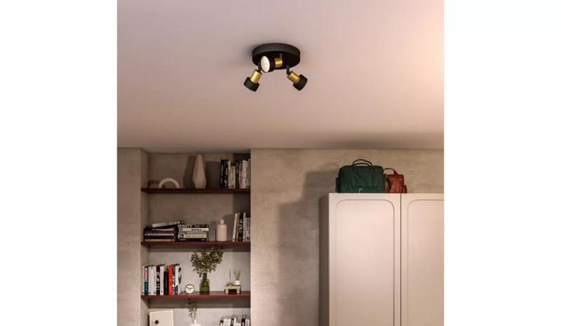Philips 3er Conduit Deckenstrahler in Schwarz/Gold mit 1 x GU10 Fassung IP20