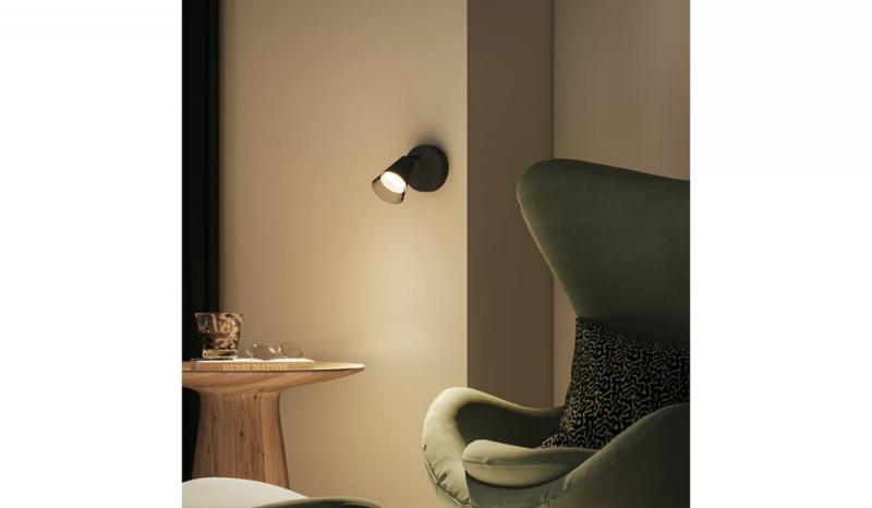 Philips 1er Cleft Decken-/Wandspot in Schwarz IP20 - GU10 Fassung - aus Glas und Metall