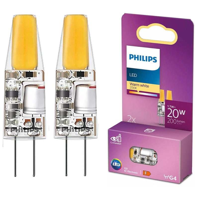 2er Set Philips LED G4 Kapsellampe 1,7W 2700K Warmweiß 200lm