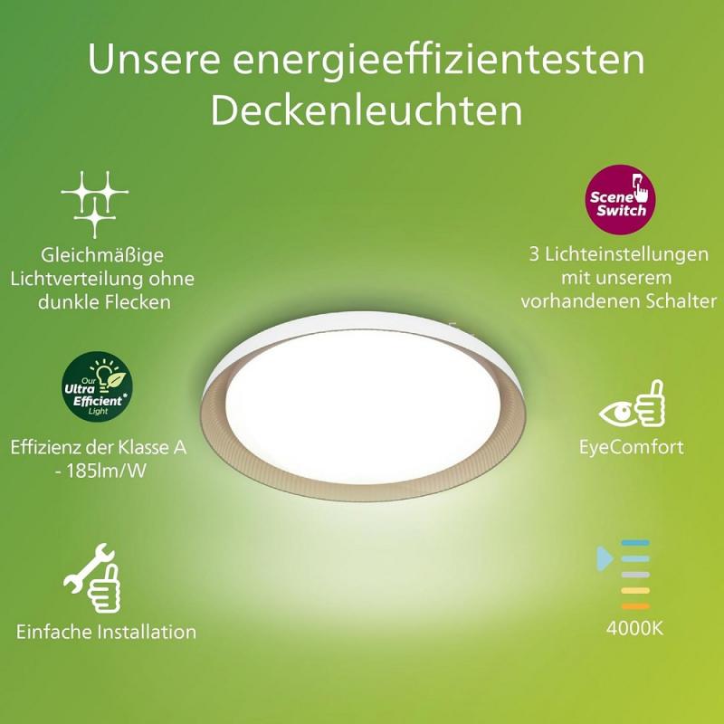 Philips Pebblo UltraEfficient LED Deckenleuchte Weiß/Beige 4000K SceneSwitch