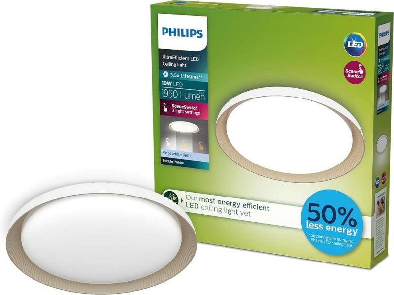 Philips Pebblo UltraEfficient LED Deckenleuchte Weiß/Beige 4000K SceneSwitch