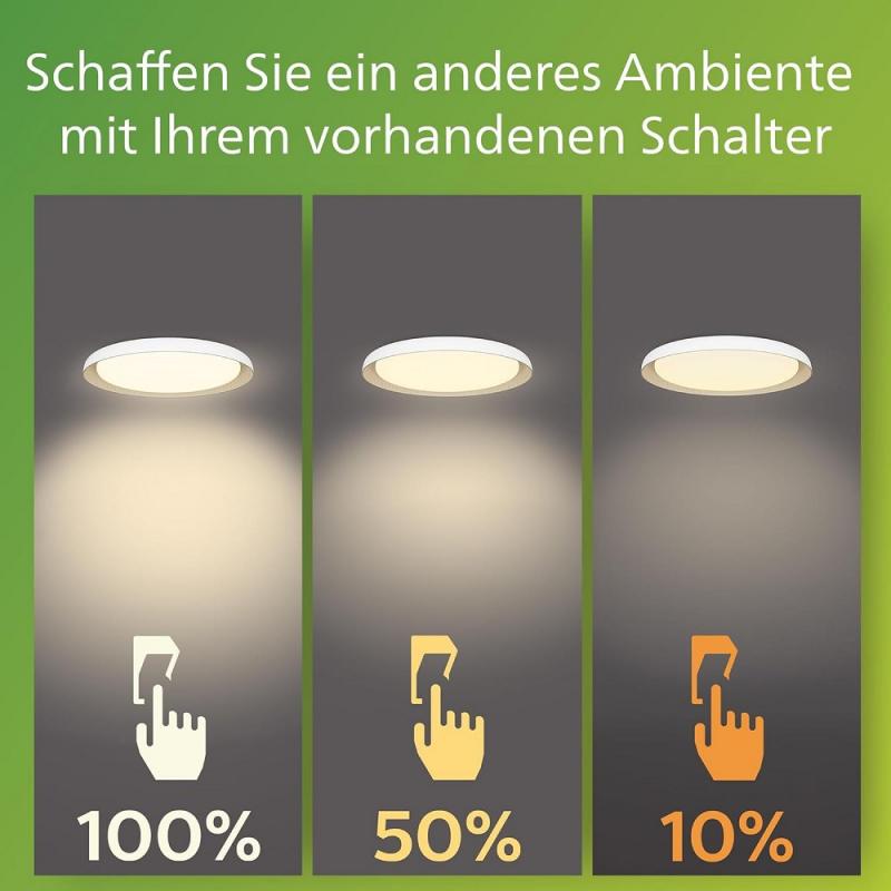 Philips Pebblo LED Deckenleuchte Ultraeffizient in Schwarz 2700K SceneSwitch