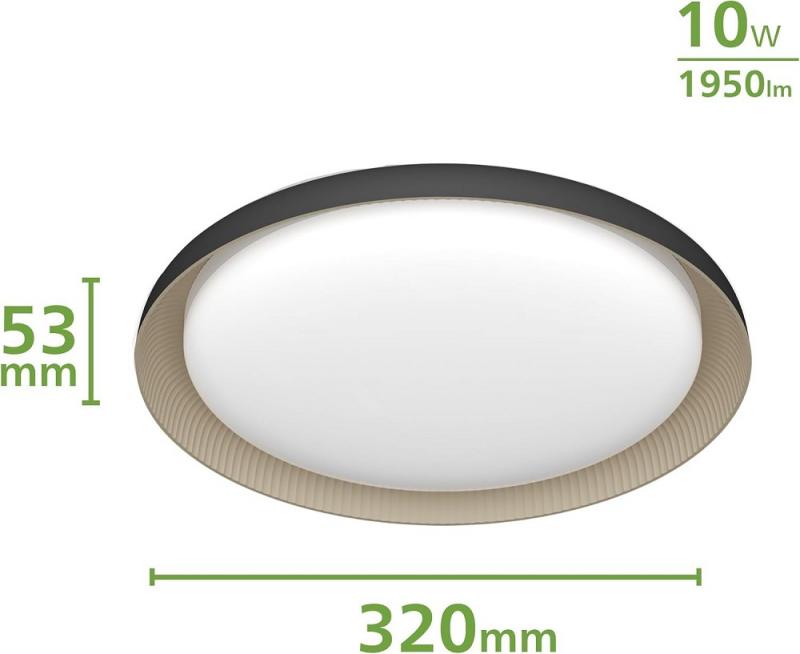 Philips Pebblo UltraEfficient LED Deckenleuchte Schwarz/Beige 4000K SceneSwitch