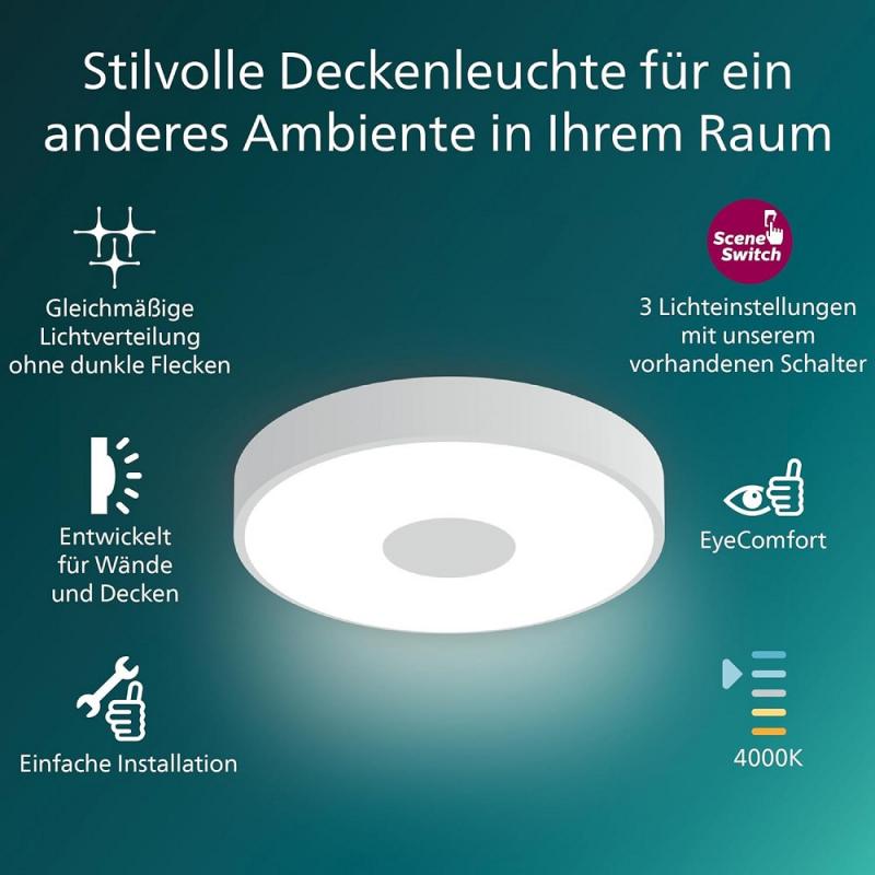 Philips SceneSwitch LED-Deckenleuchte 4000K 2800lm Weiß