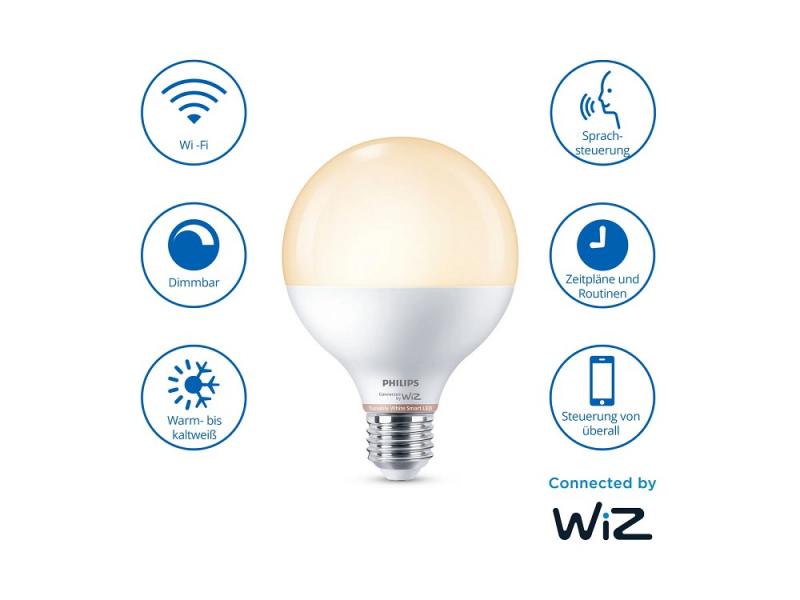 Philips WiZ Smart LED-Globelampe G95 E27 11W wie 75W 1055lm 2200–6500K dimmbar Matter