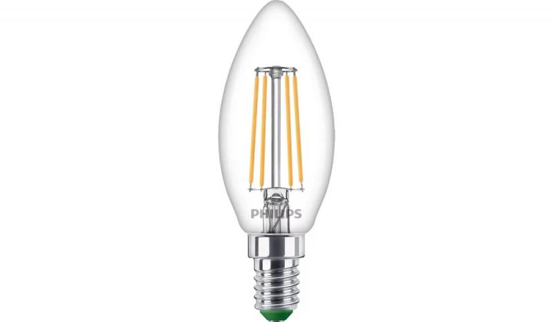 2er Sparpack Philips E14 Classic ultraeffiziente LED-Kerzenlampen Filamentoptik 2,3W wie 40W warmweisses Licht