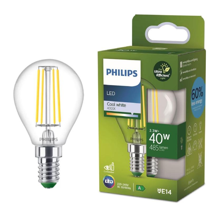Philips E14 Classic ultraeffiziente LED-Lampe in Tropfenform 2,3W wie 40W neutralweißes Licht 4000K