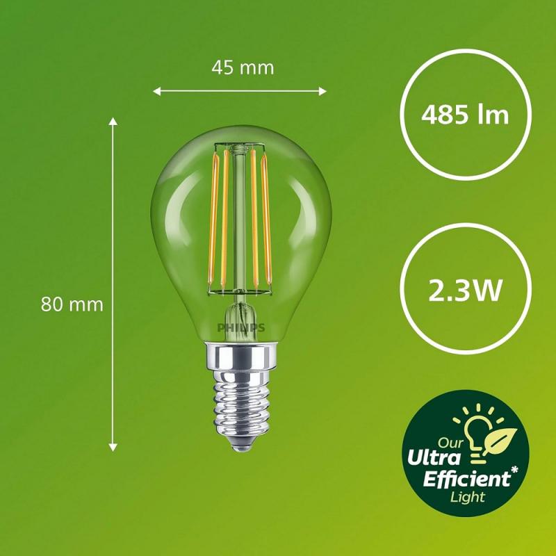 Philips E14 Classic ultraeffiziente LED-Lampe in Tropfenform 2,3W wie 40W neutralweißes Licht 4000K
