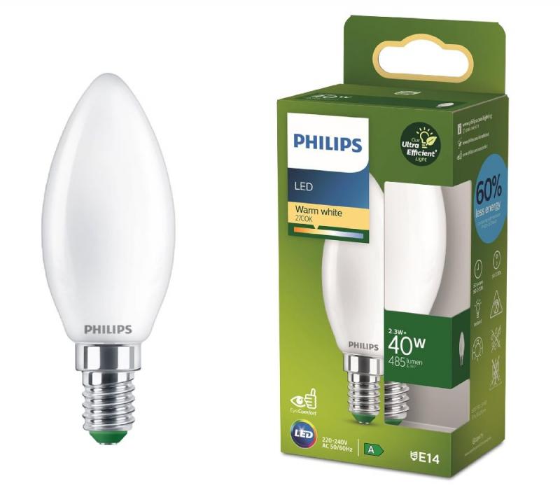  Philips LED E14 Kerzenlampe 2,3W wie 40W warmweisses Licht Ultra Efficient