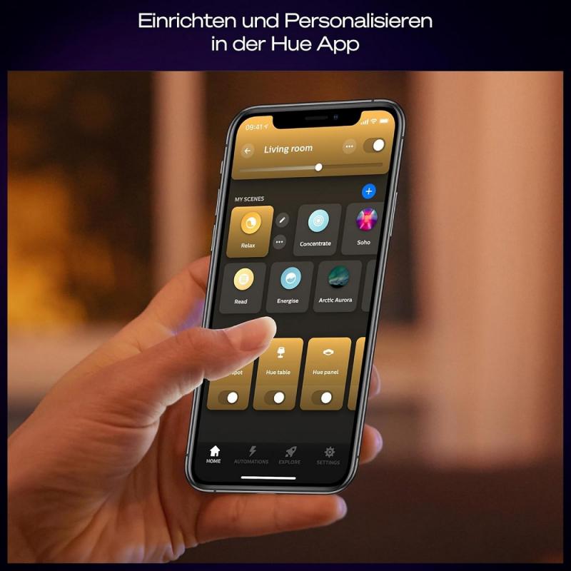 Philips Hue White Ambiance Panelleuchte Aurelle 120x30cm / Zigbee oder Bluetooth in Schwarz