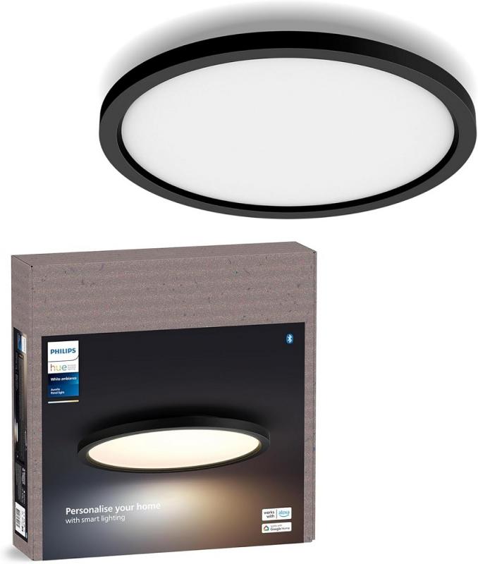 Philips Hue White Ambiance Panelleuchte Aurelle rund / Zigbee oder Bluetooth in Schwarz