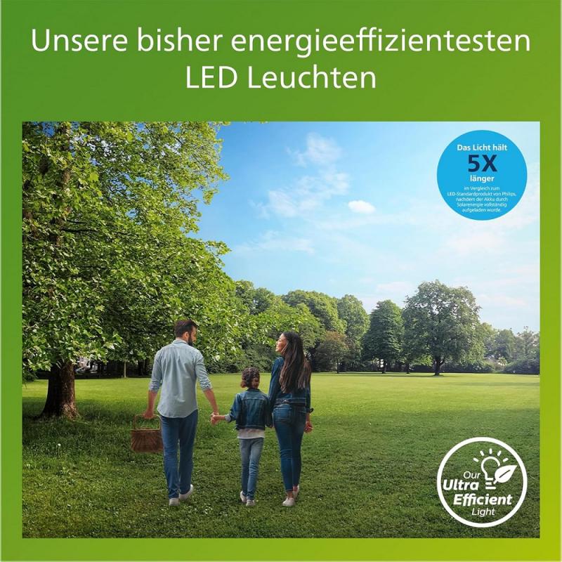 Philips ultraeffiziente Außenleuchte Otis in stilvollem Edelstahl mit warmweißem Licht IP44