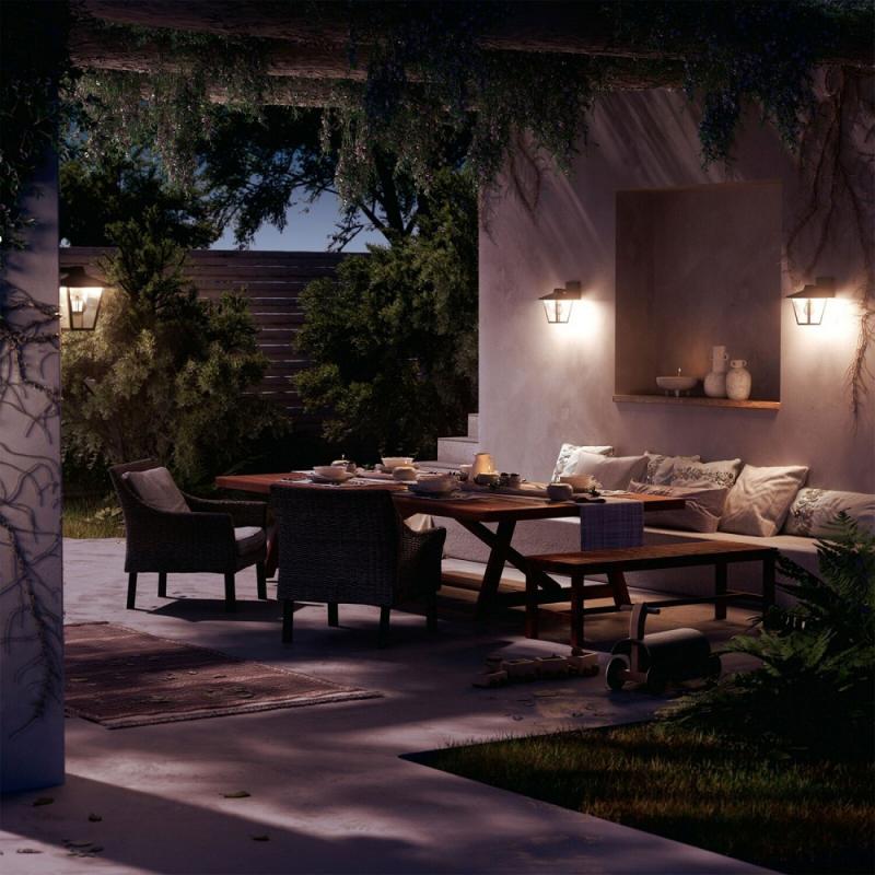 Philips Outdoor Kinno Wandleuchte mit E27-Fassung, Schwarz