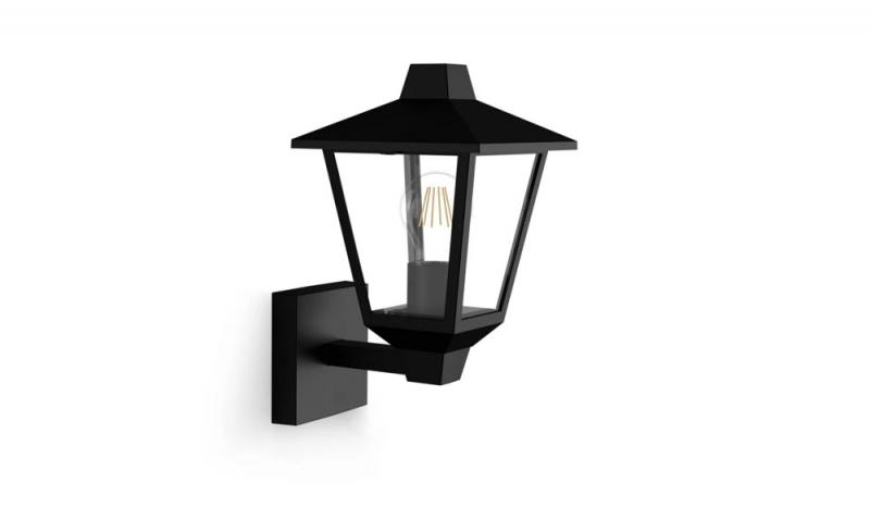 Philips Wandleuchte Kinno in Schwarz mit E27 Fassung IP44