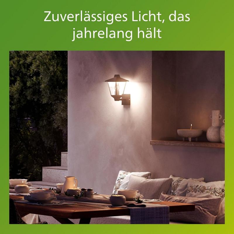 Philips Wandleuchte Kinno in Schwarz mit E27 Fassung IP44