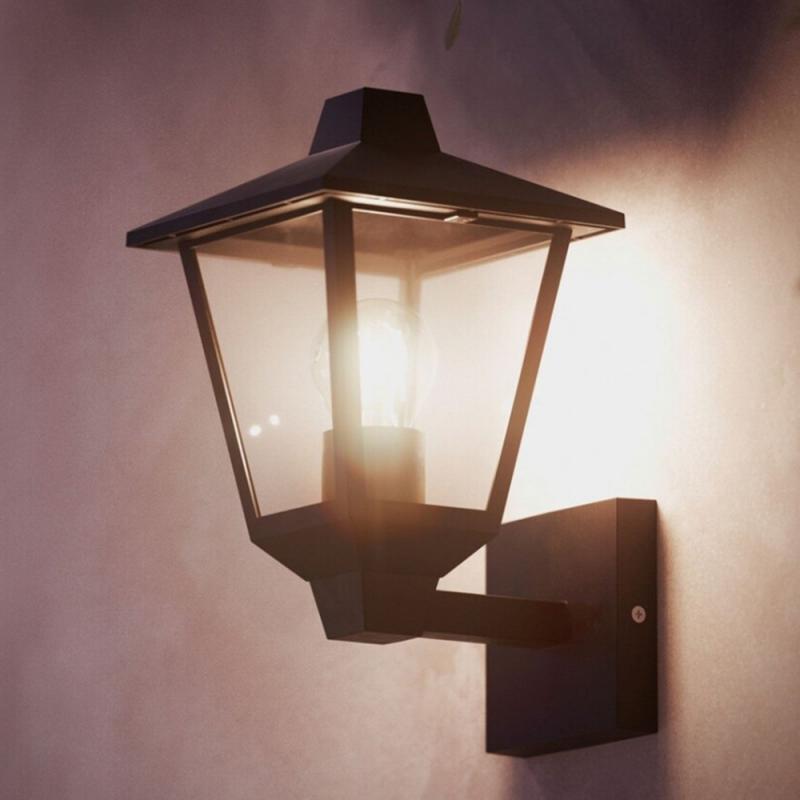 Philips Wandleuchte Kinno in Schwarz mit E27 Fassung IP44