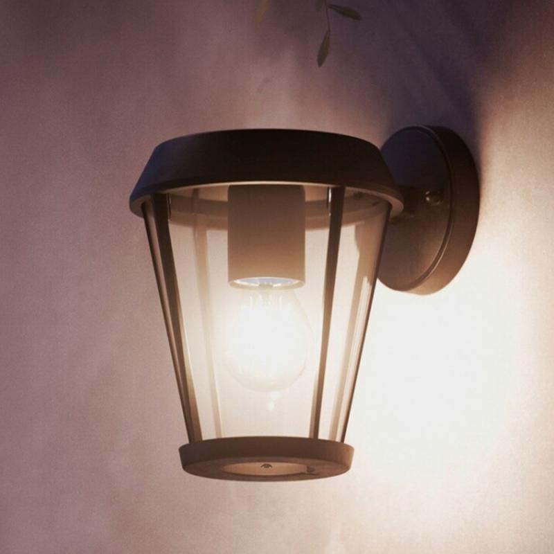 Philips Wandleuchte Sunera in Schwarz mit E27 Fassung IP44