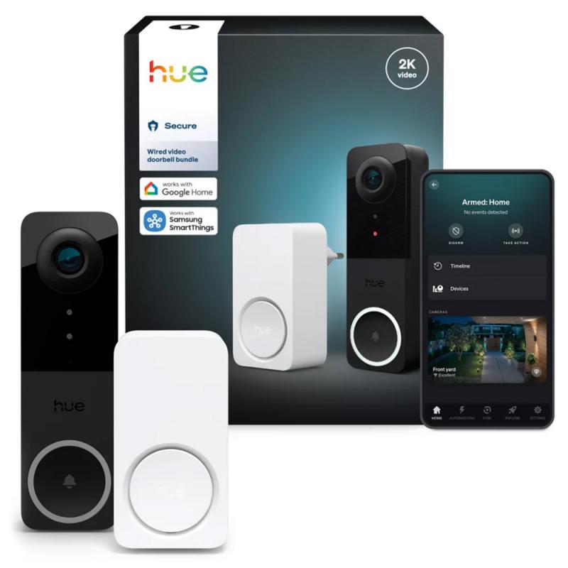 Philips Hue Secure kabelgebundene Video-Türklingel mit Bewegungserkennung + Chime