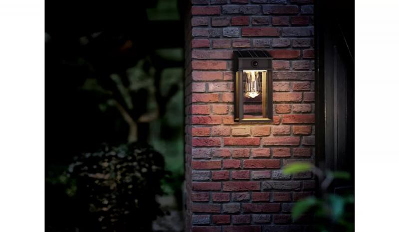 Philips Solar Wandleuchte Geri Ultra Efficient in Schwarz mit Bewegungssensor & warmweißes Licht IP44