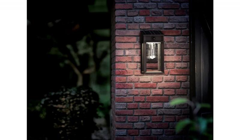 Philips Geri Solar-Wandleuchte Ultra Efficient für den Außenbereich Schwarz - austauschbare Solarlampe, Bewegungssensor, 4000K neutralweißes Licht