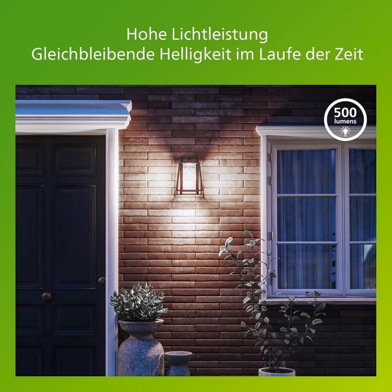 Philips Wandleuchte Lysin für den Außenbereich UltraEfficient Solar Schwarz - austauschbare Solarlampe, Bewegungssensor, 4000K neutralweißes Licht