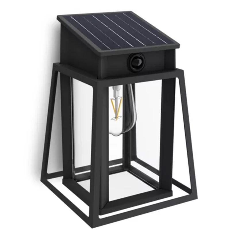 Philips Wandleuchte Lysin für den Außenbereich UltraEfficient Solar Schwarz - austauschbare Solarlampe, Bewegungssensor, 4000K neutralweißes Licht