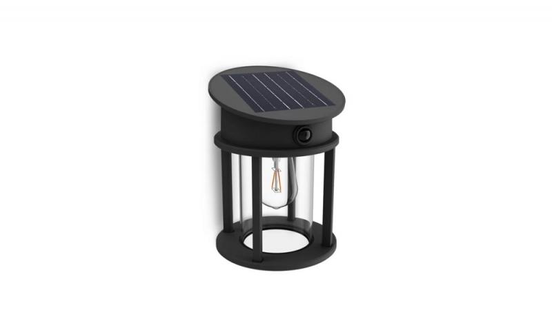 Philips ultra effiziente Solar Wandleuchte Geri in Schwarz mit Bewegungssensor IP44 warmweißes Licht